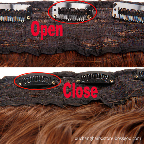 Women heat resistant fiber synthetic hair piecesone piece clip in hair Double Drawn Thick Ends Remy Clip In Hair Extension